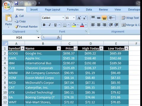 excel for mac get stock price